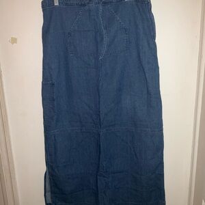 Vintage Denim Maxi Skirt - Blue